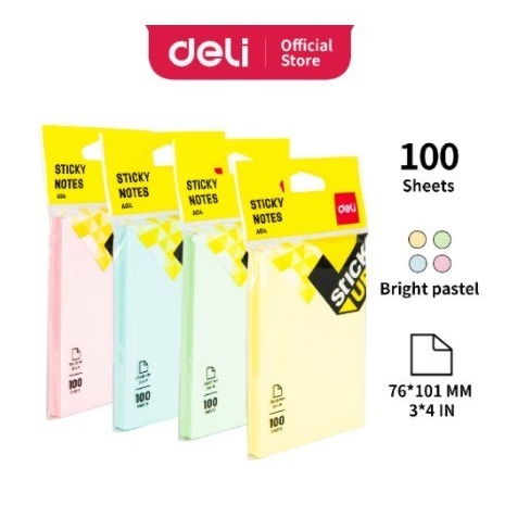 

Sticky Notes Deli 76x101mm Pastel 100 Sheets - EA01402