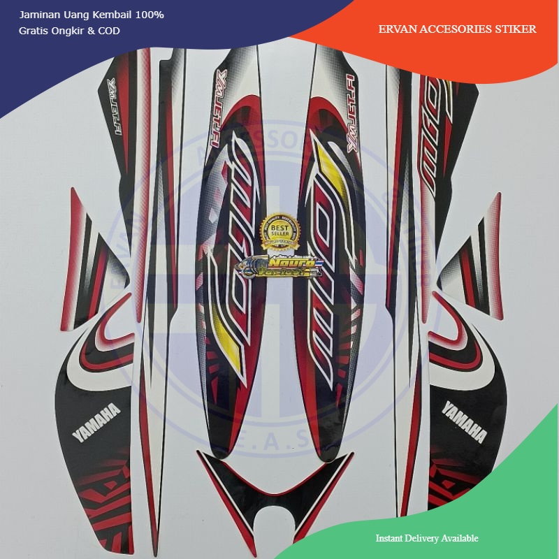 striping yamaha mio j mioj sporty 2012 sporty hitam merah list standar berkualitas