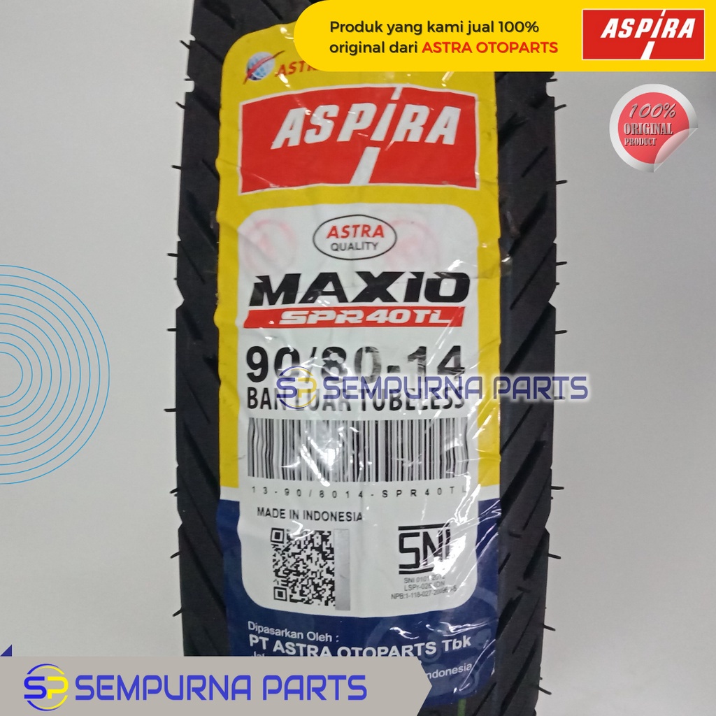 BAN LUAR TUBELESS MAXIO SPR40 90/80-14 - ASPIRA