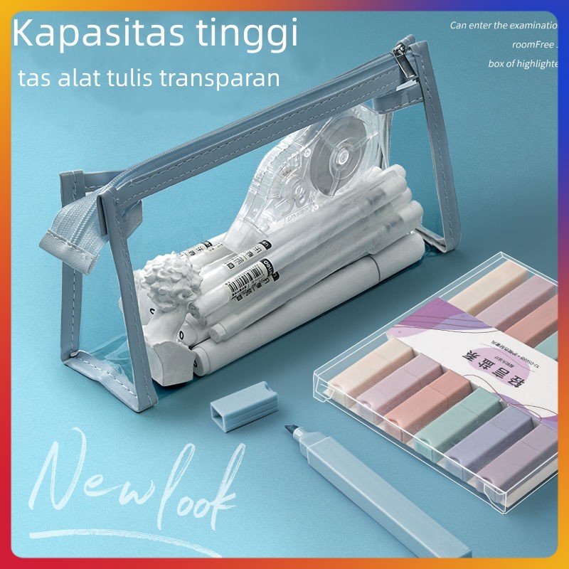 

Tas alat tulis transparan/kotak pensil transparan/tas kosmetik