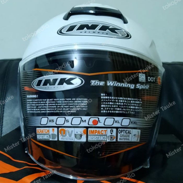 [JF87] HELM INK Dynamic Solid White/Putih Original - XL