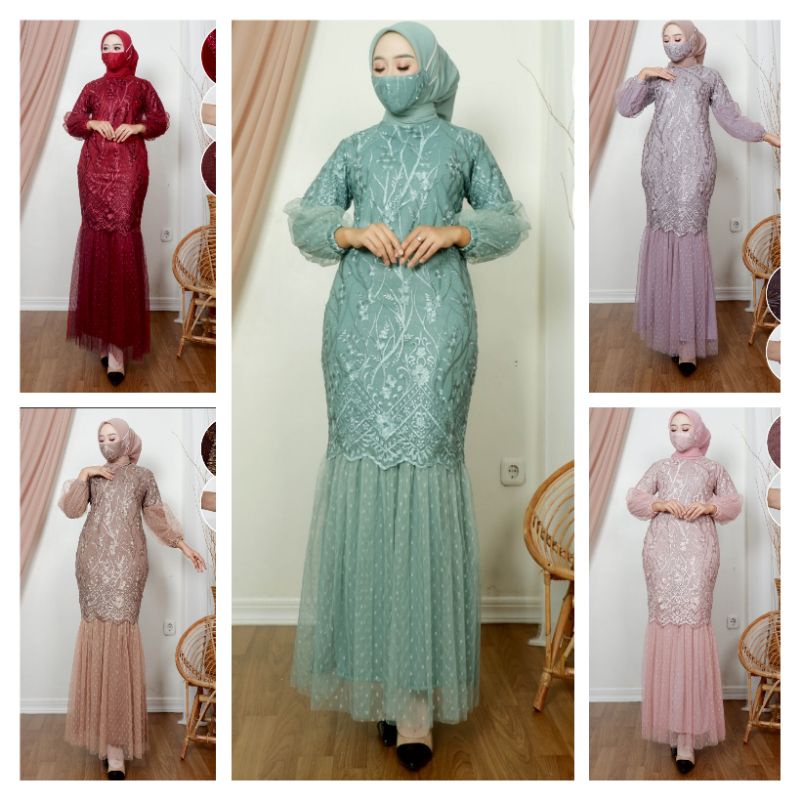 Kebaya Gamis Tutu Slim Aleta Tangan Balon/ Gamis Modern/ Gamis Pesta/ Gamis Wisuda/ Gamis Lamaran/ G