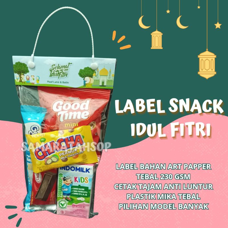 

Label Snack Bingkisan Lebaran Mini Parcel Snack Hari Raya Idul Fitri Ukuran 13x25