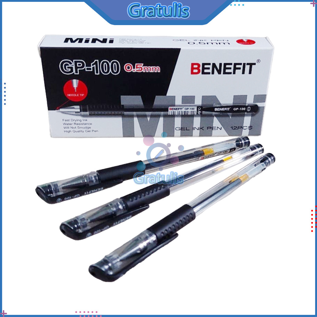 

PULPEN JEL BENEFIT GP-100 [1 PACK] / BALLPOINT GEL HITAM BIRU MERAH 1 PAK / BOLPEN PENA PEN ALAT TULIS SEKOLAH