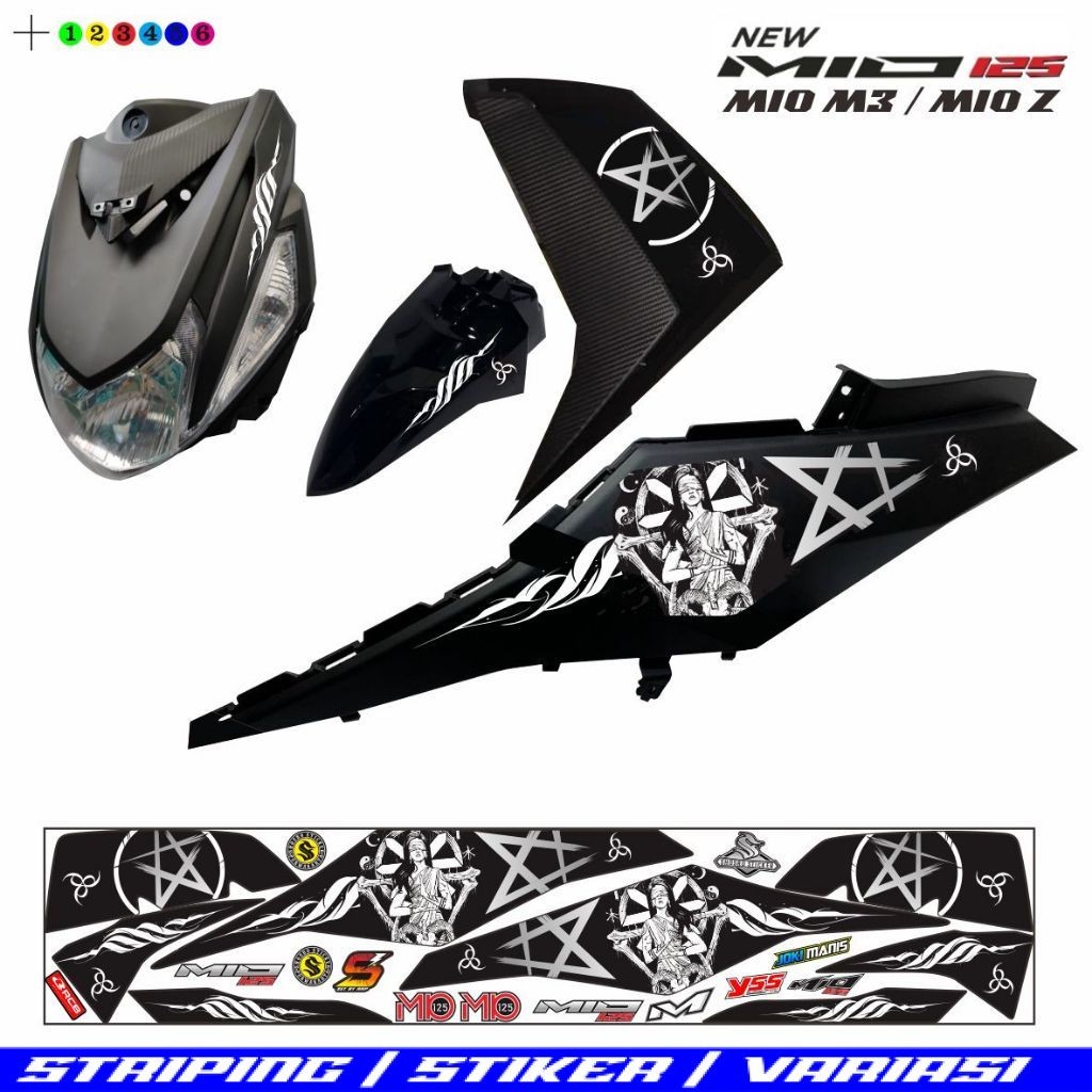 STRIPING MIO M3 HITAM VARIASI MIO Z HITAM MOTIF SIMPLE BINTANG VARIASI WARNA