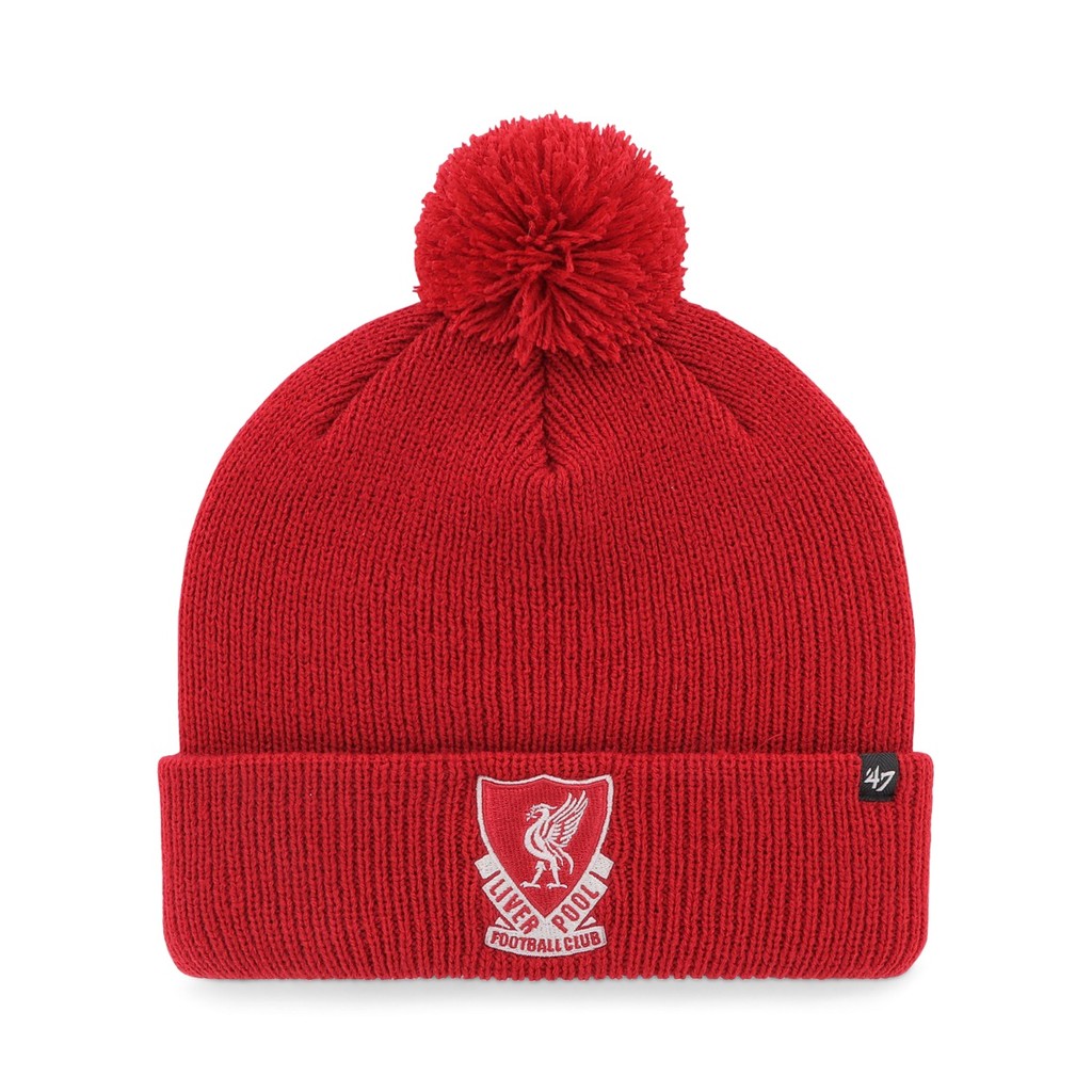 LFC 47 1989 Cuff Knit Red Bobble Hat, Topi Kupluk Liverpool FC Official Licensed Product