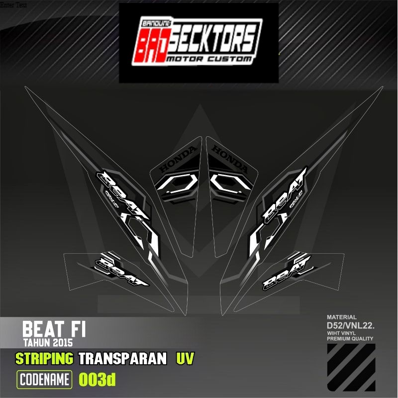 Decal Sticker Striping Variasi Transparan Uv Beat Fi 2013-2015 Striping Beat Fi 110 Transparan Beat 