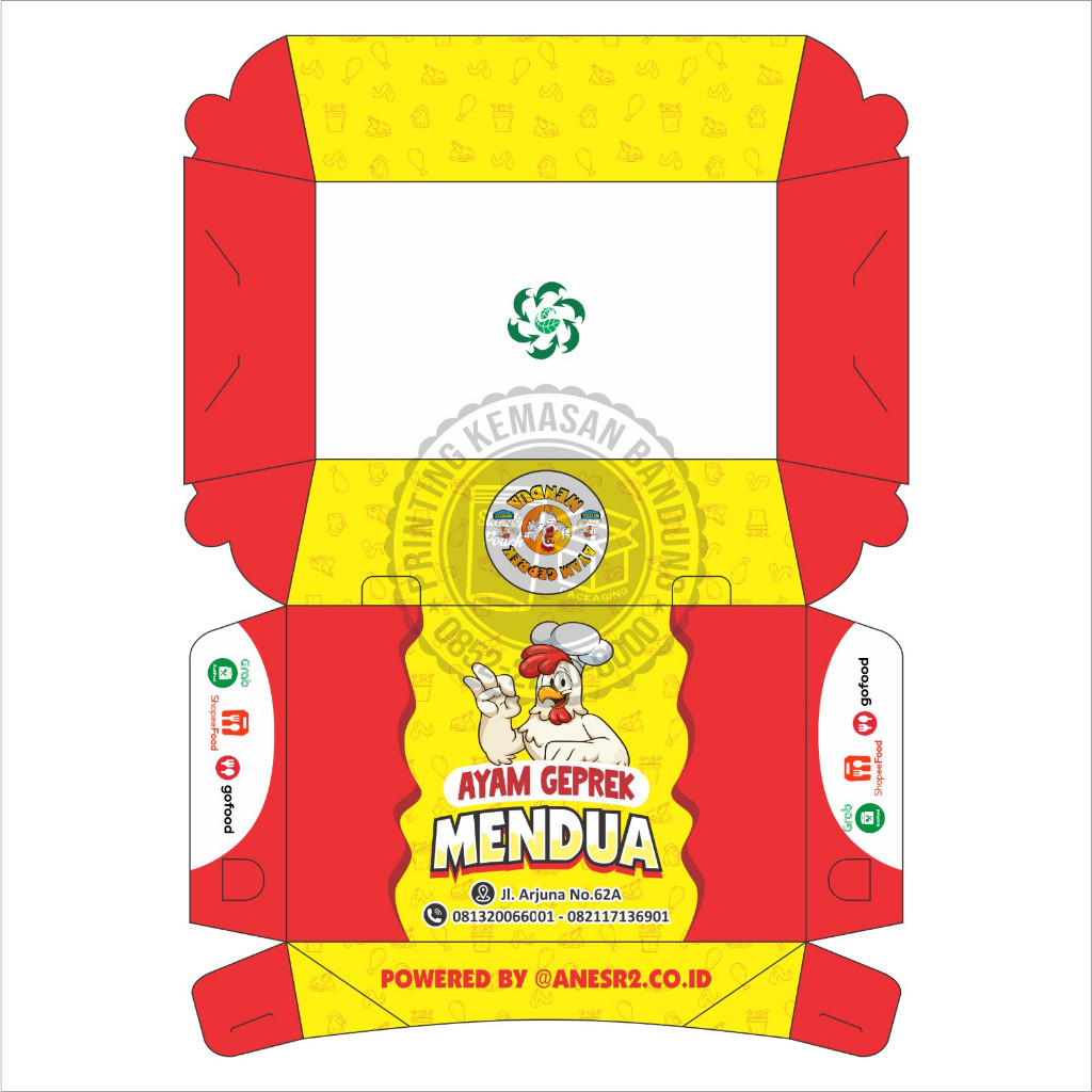 Snack Box Lunch Box Custom Full Color Bahan Duplek 310gsm Fried Chicken Ayam Goreng Makanan