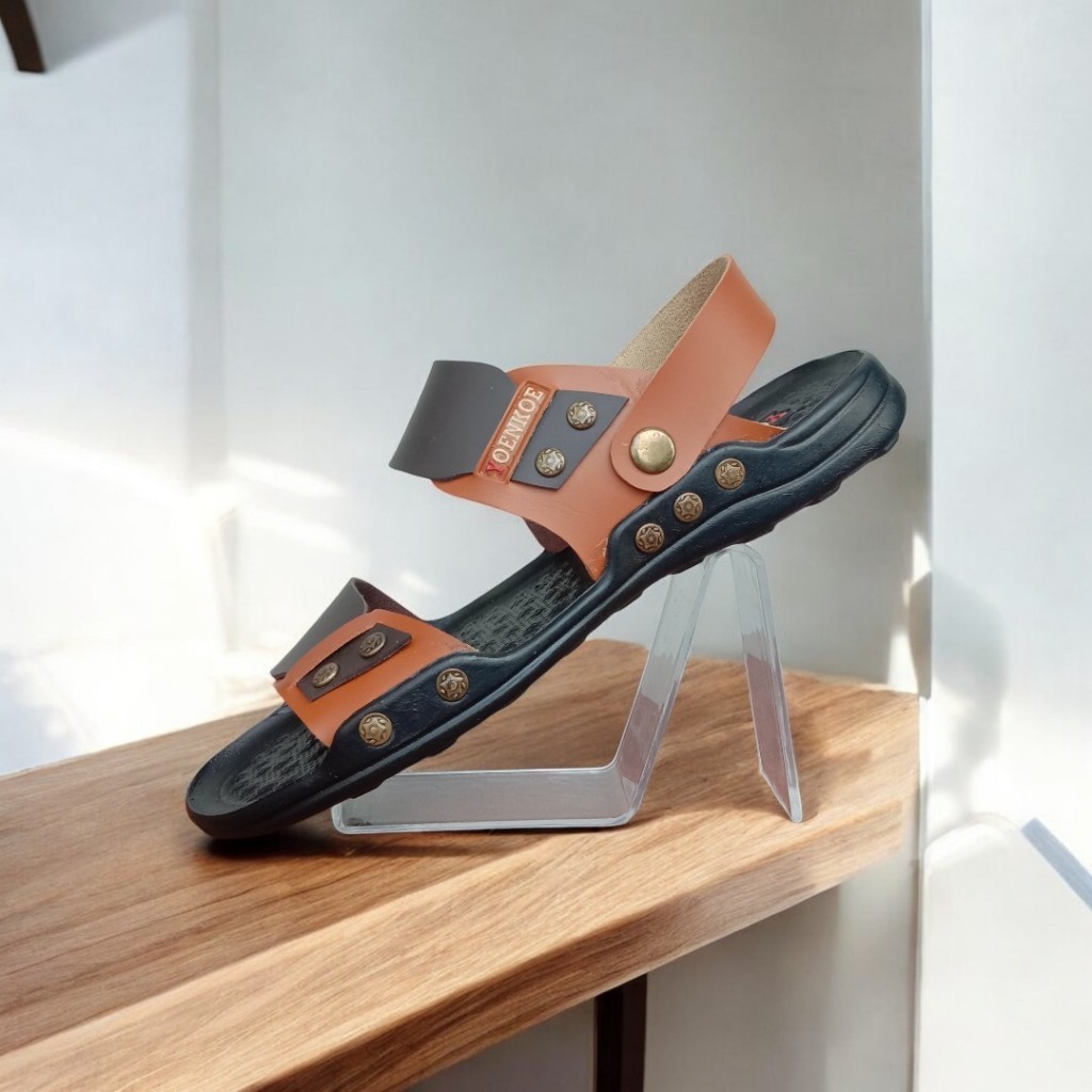 Sandal Selop Pria Terbaru / Sandal Pria Kulit Slip On Ban 2 Merk Yoenkoe Tasik