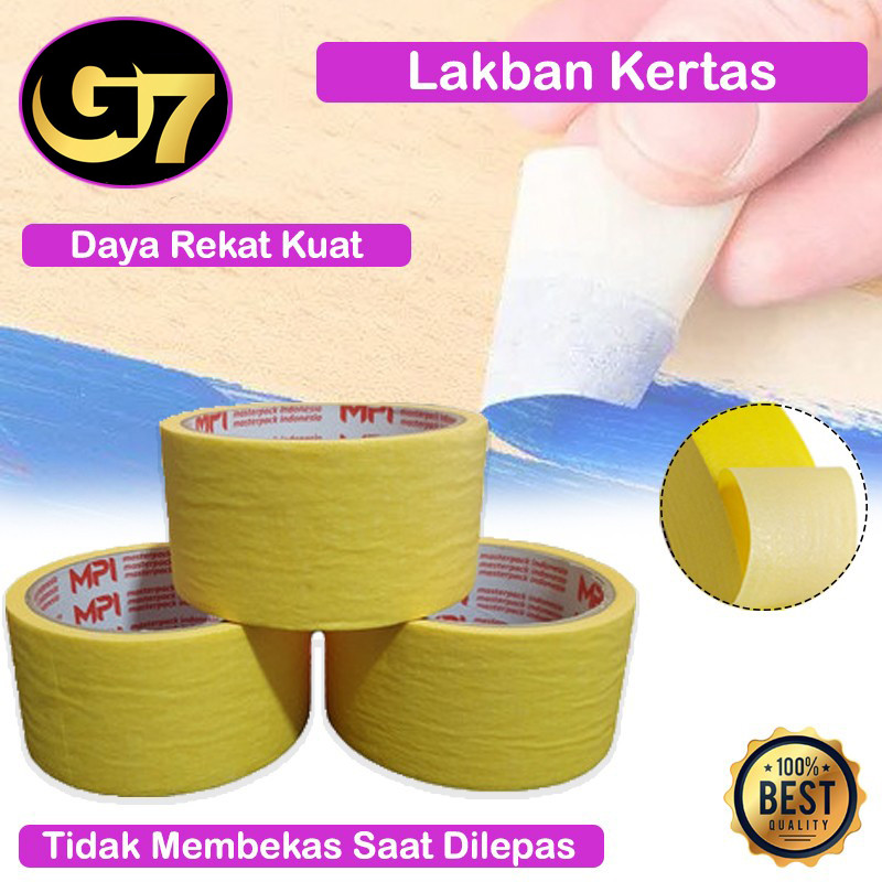 Lakban Kertas 1 inch 2 inch 1/2 inch Masking Tape Perekat Selotip Serbaguna Lakban Pembatas Cat Kepe