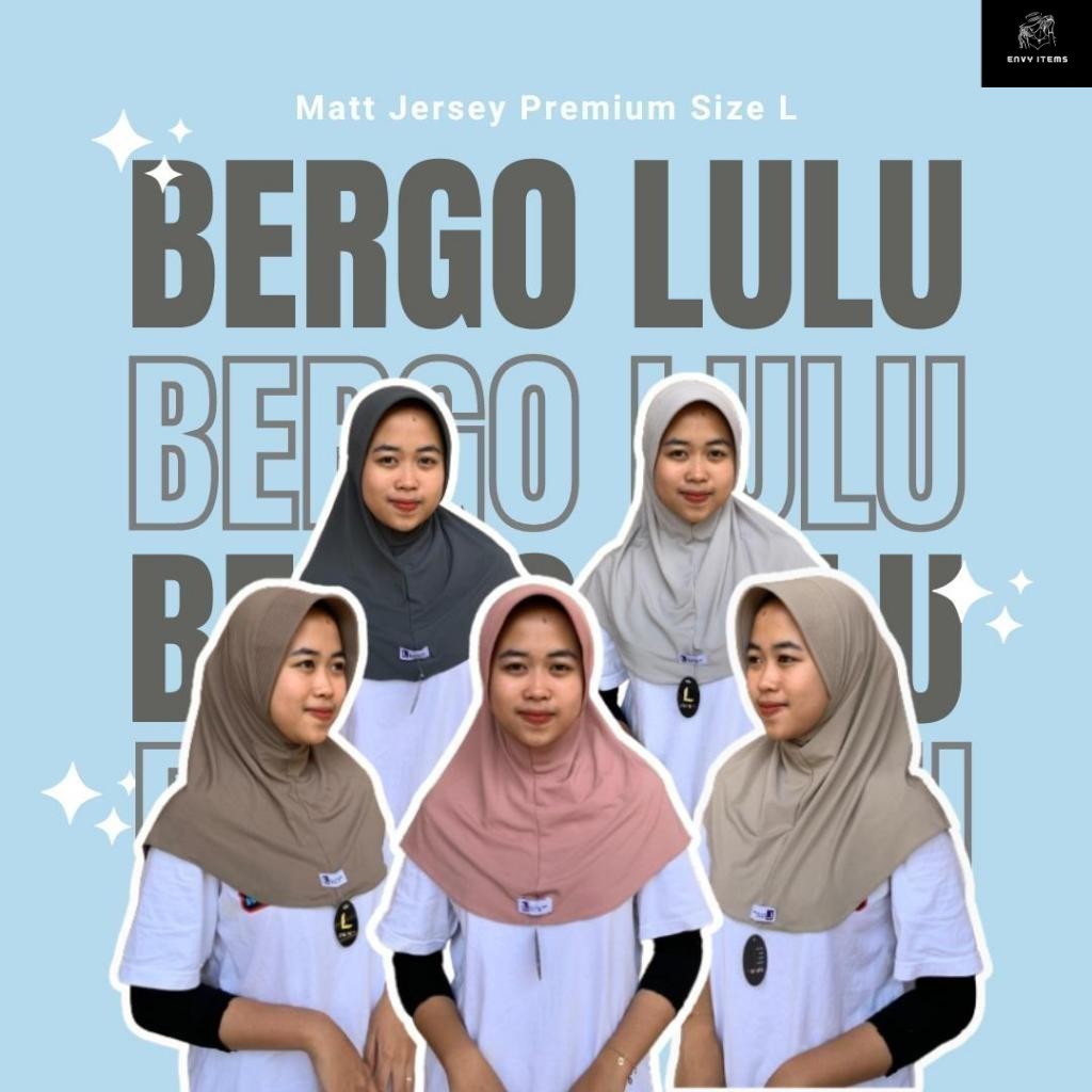 HIJAB SPORT BERGO SIZE L MATT JERSEY PREMIUM BY LULU - BERGO LULU