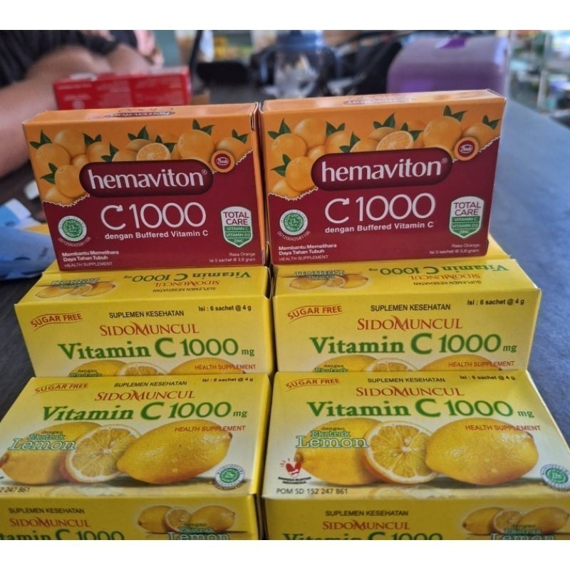 VITAMIN C 1000 SIDOMUNCUL & HEMAVITON C 1000 (1 Box @ 6 sachet) - FDY