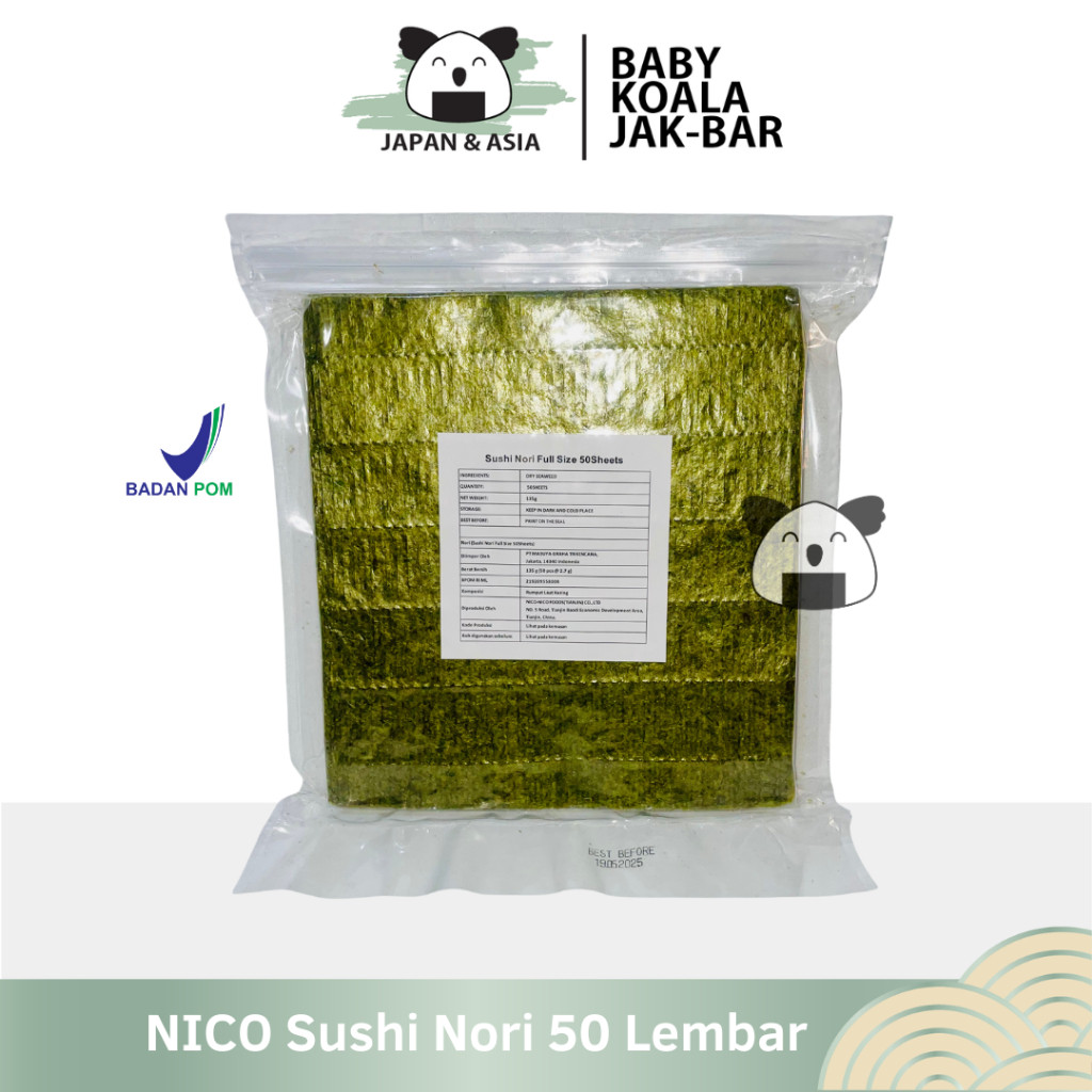 

NICO Sushi Nori Rumput Laut Full Size 50 S │ Nori Gimbab Import Lembar Rumput Laut-BKJ