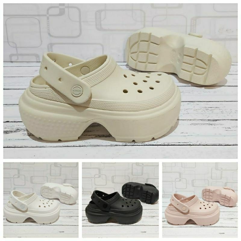 Crocs Stomp Women Sandal Crocs Wedges Wanita Crocs Stomp Sandal Clog Wanita Wedges