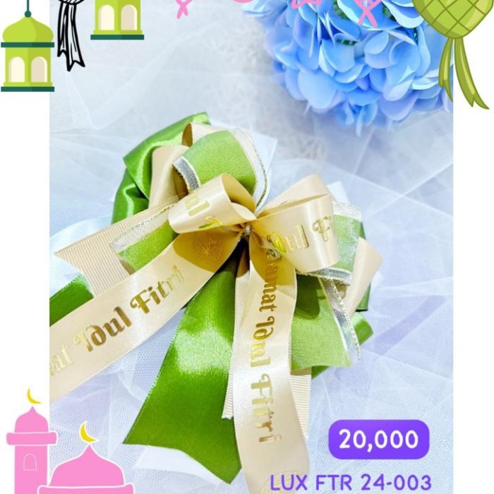 

Pita siap pakai hijau idul fitri ribbon kado gift parcel hamper - Pita 8