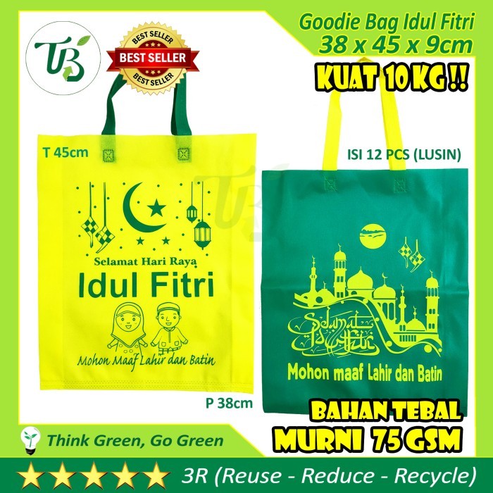 

Goodie Bag IDUL FITRI 38x45x9cm Tas Spunbond Lebaran bukan paper bag - Kuning