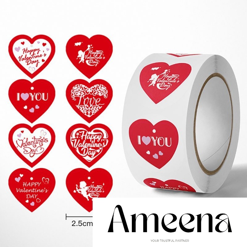 

1 ROLL (isi 500 Lembar) Sticker Happy Valentine Gift Hari Valentine Day Pink Valentine