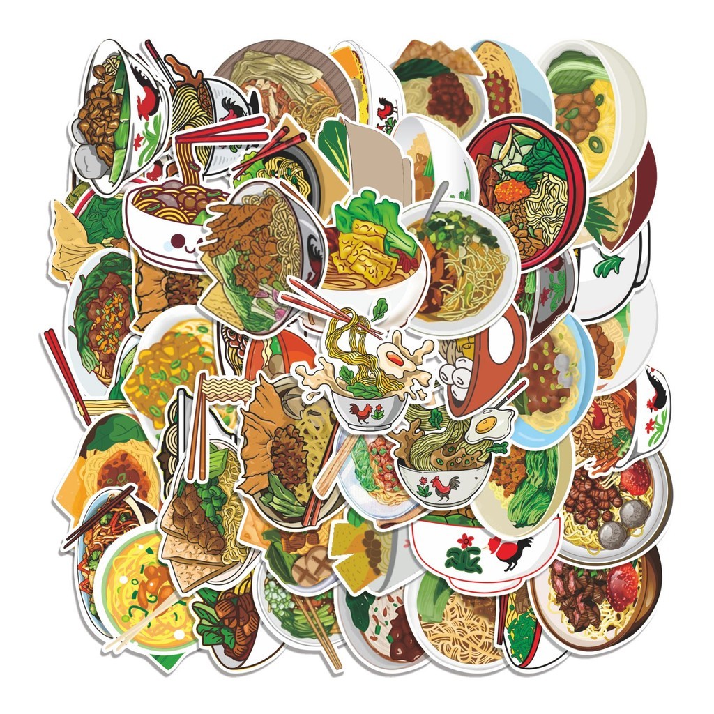 

COD 50 Pcs Stiker MIE AYAM CARTOON Lucu Anti Air Untuk Dekorasi Notebook Sepeda Skateboard Handphone