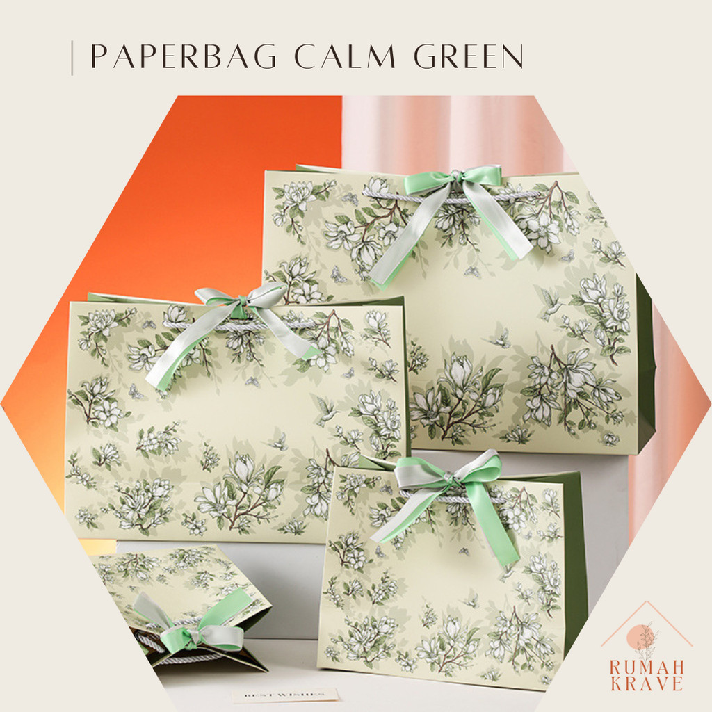 

RUMAH KRAVE - Paperbag Calm Green Motif Daun Hijau Kantong Tas Kado