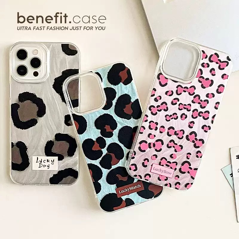 Case iPhone 11 13 pro max Busur Merah Muda Motif Macan Tutul cocok untuk iPhone X XS XR XSMAX iPhone