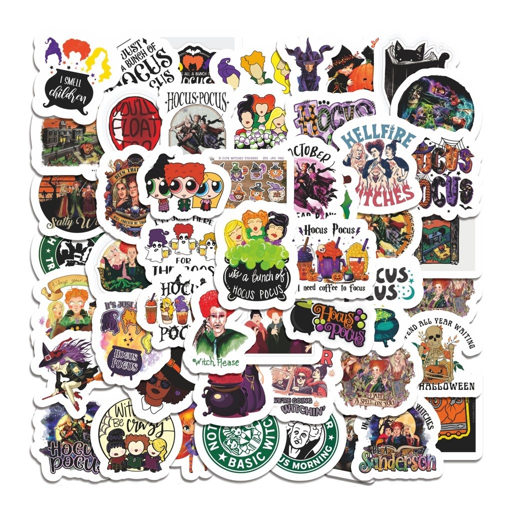 

COD 50 Pcs Stiker Hocus Pocus Witch Lucu Anti Air Untuk Dekorasi Notebook Sepeda Skateboard Handphone