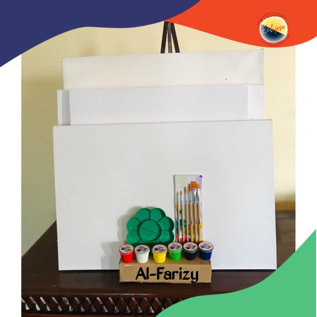 

Alat lukis Kanvas Ukuran 40x60 cm & 40x50 cm Lengkap Cat Akrilik 6 Wana, Kuas Lukis, dan Palet