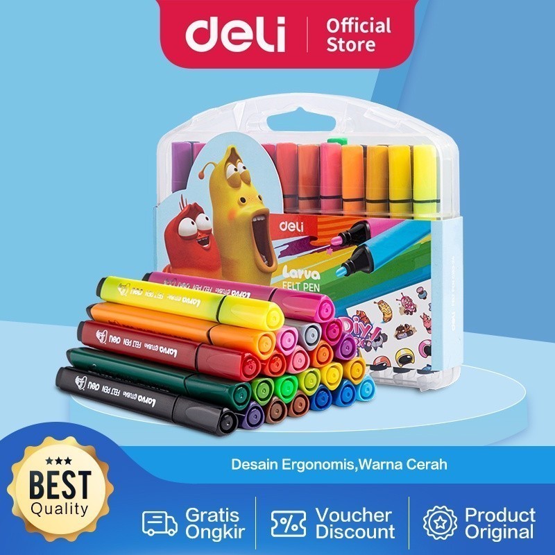 

Spidol Felt Pen Deli Larva 24 Warna - EC153-24