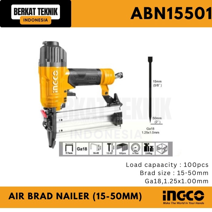 

Air Brad Nailer (15-50 mm) - Paku Tembak Angin Pneumatic - INGCO ABN15501