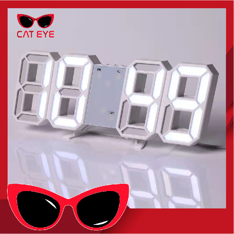 PROMO - J5414 Jam Dinding Digital / Jam Meja LED 3D / Jam Unik / Jam Dekorasi / Jam Alarm