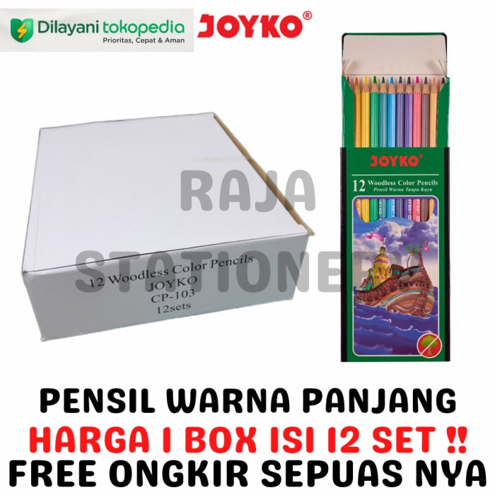 

[Best Seller] PENSIL WARNA JOYKO 12 WARNA PANJANG JOYKO COLOUR PENCIL CP-103 [12PCS]