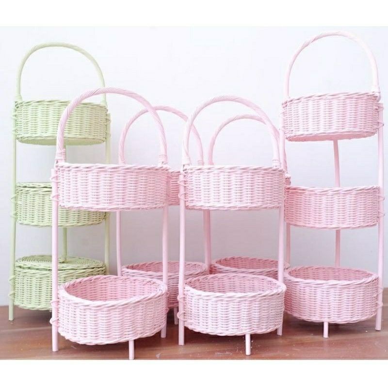 Keranjang bumbu susun 3 / tempat bumbu / tempat bawang susun / souvenir rotan best seller