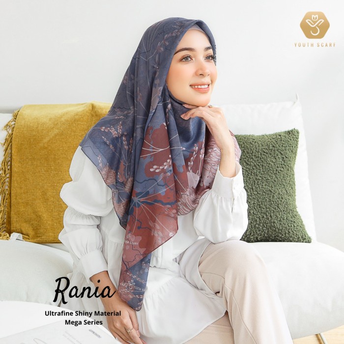 HIJAB VOAL MOTIF PRINTING - YOUTHSCARF SIGNATURE MEGA SERIES - RANIA - rania + masker