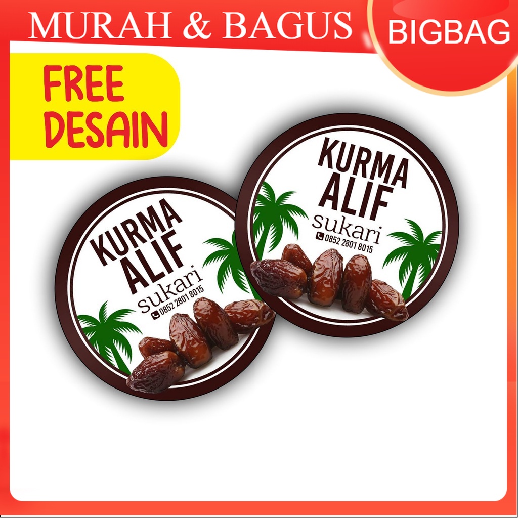 Stiker Kurma Sticker Kurma Label Label Kurma Bulat Cutting Murah Unik Murah Custom