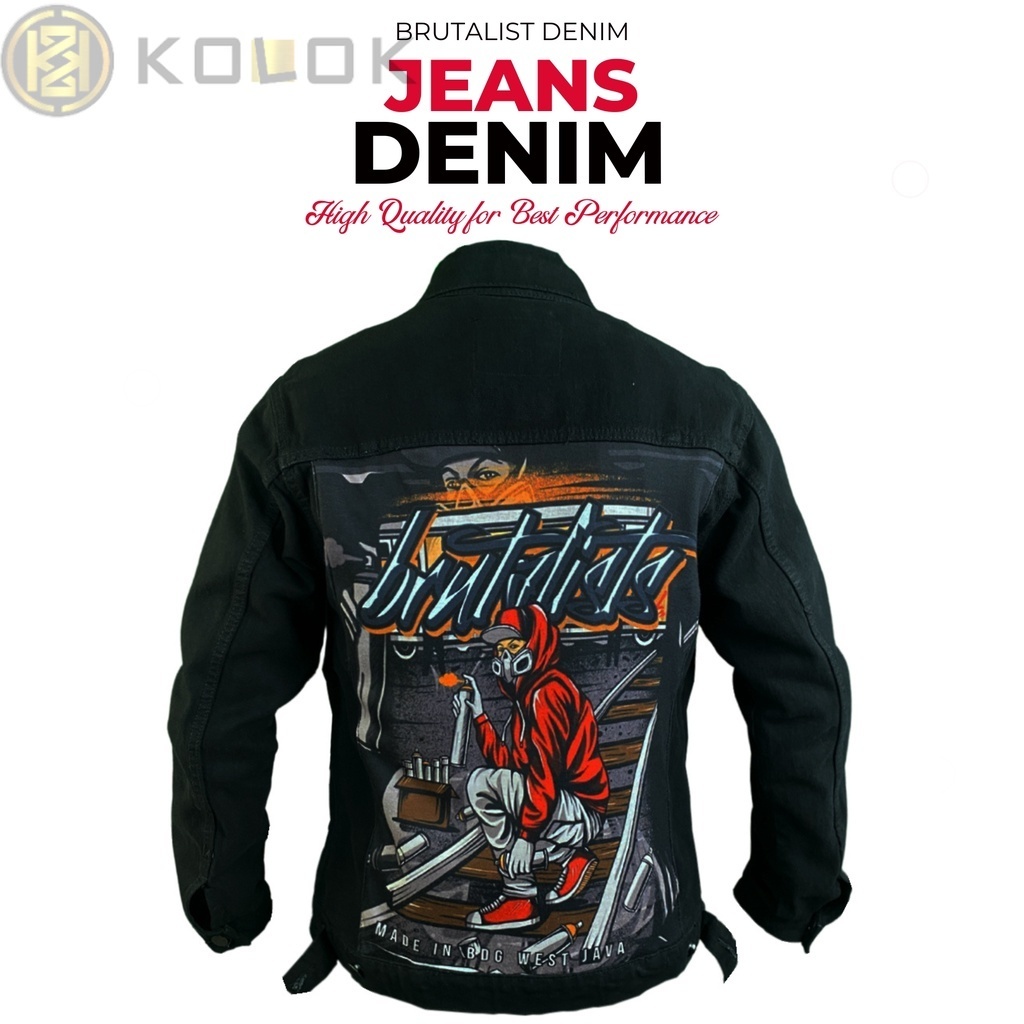 Jaket Jeans Pria Denim Jacket Distro Full Printing Motif Pandalisme
