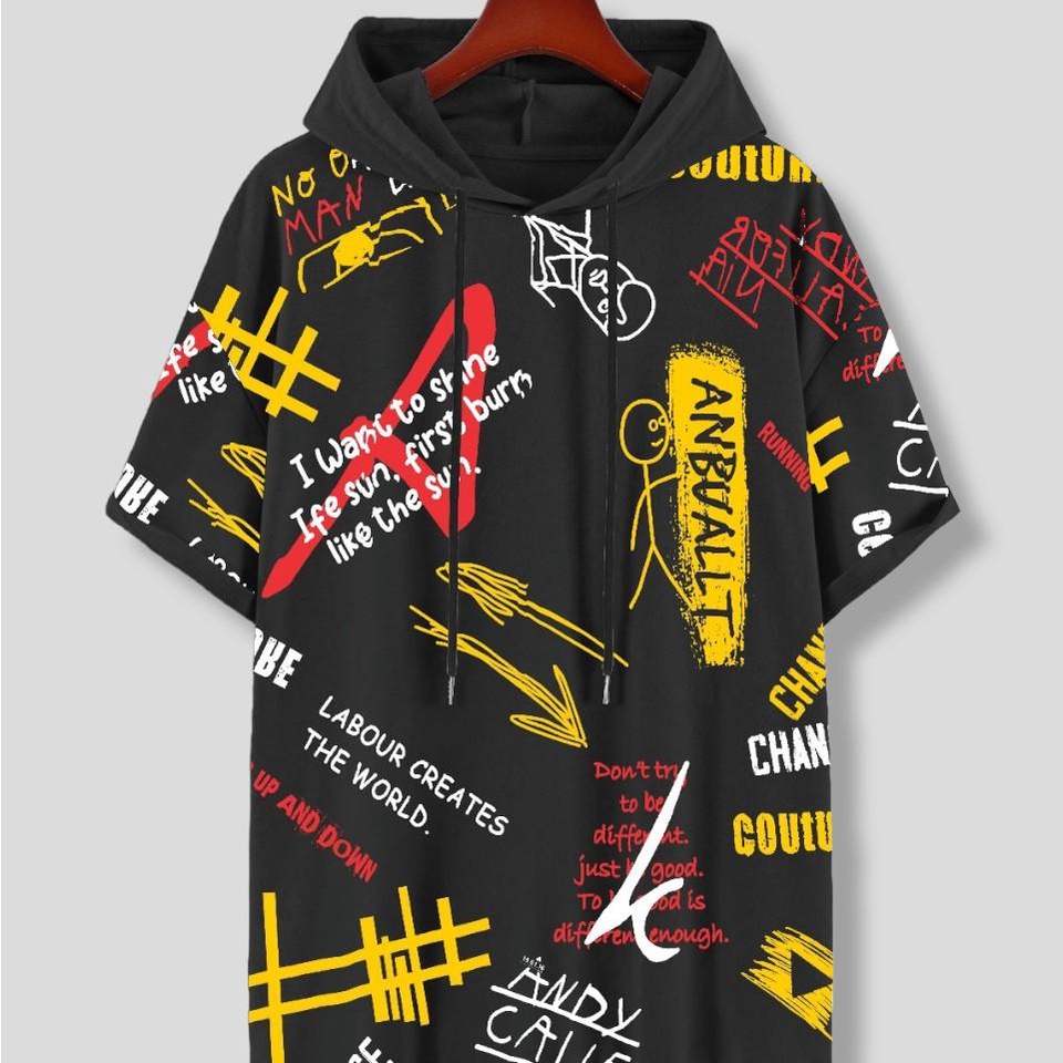 Hoodie wanita lengan pendek / baju kaos distro termurah kaos kupluk cewek cowok terbaru / kaos hoodi