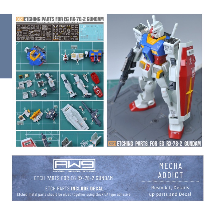 EG RX-78-2 GUNDAM Photo Etch MADWORKS AW9 Detail Up Metal parts S21