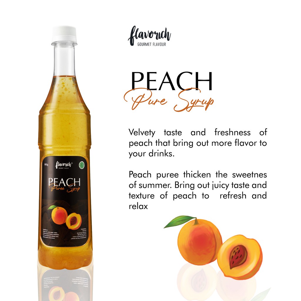 

FLAVORICH - Sirup Puree Peach / Gourmet Syrup / Sirup Untuk Hotel, Restaurant and cafe coffee shop