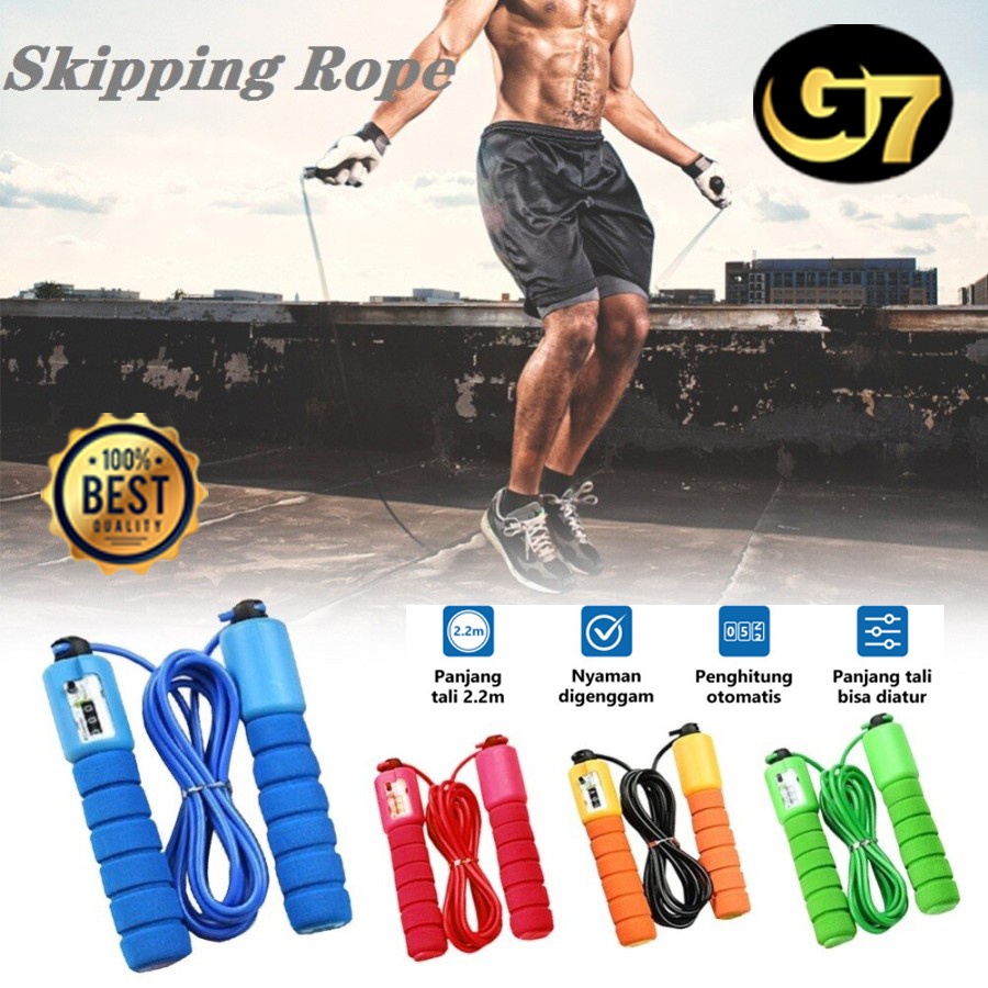 Tali Skipping Olahraga Dewasa Jump Rope Premium Lompat Tali Skiping Handle Busa Lompat Tali Hitung O