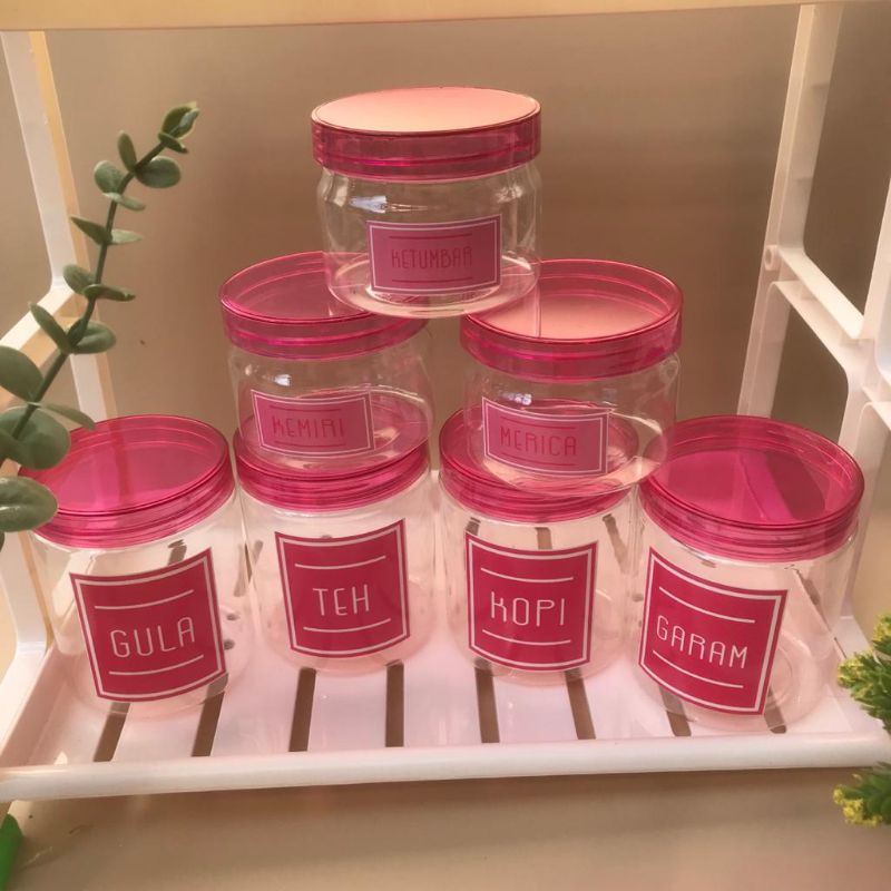 TOPLES PLASTIK TEMPAT BUMBU DAPUR WARNA PINK MAGENTA  MODEL MINIMALIS