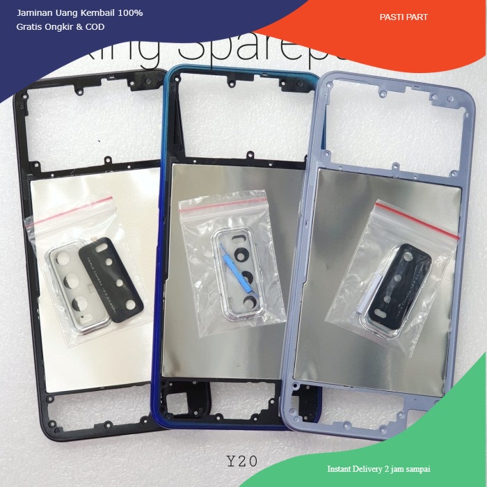 BEZZEL BAZEL BEZEL TULANG MESIN TENGAH VIVO Y20 ORIGINAL - Hitam