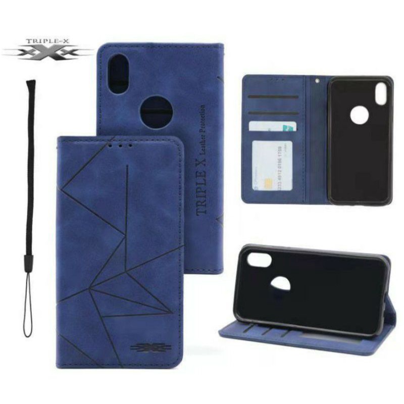 Triple X Flip Cover Leather Case Walet Oppo A12 A15 A16 A52 A92 A31 A33 A53 A54 A74 A95 Flip Case Do