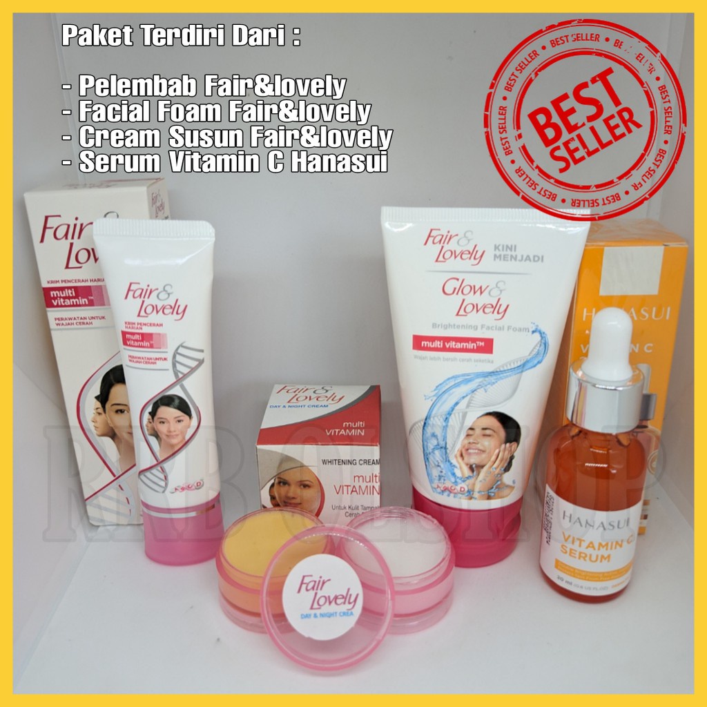 DBS _ SERUM HANASUI VITAMIN C BPOM DAN Paket 4 in 1 Fair &amp; Lovely - Facial Foam - Pelembab - cream