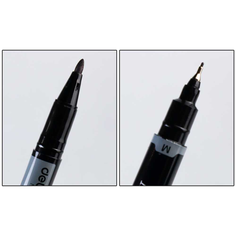 ‼️COD‼️ LCKMNOFCLSTR Deli Pena Permanen Dual Head Tip Marker Pens Waterproof - 6824 ‼️COD‼️