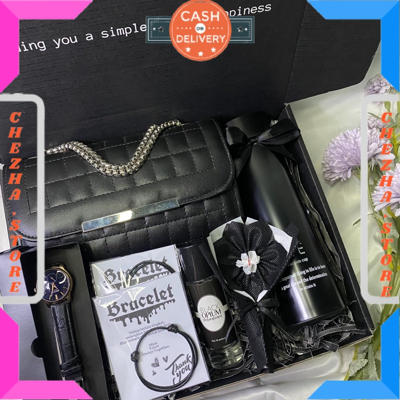 

BINGKISAN KADO ULTAH PASANGAN PACAR ISTRI MANTAN ISIAN MINI DAN BESAR / GIFTBOX CEWE HAMPERS KADO BESTIE BlLACKSERIES / BONUS GIFT CRAD UCAPAN