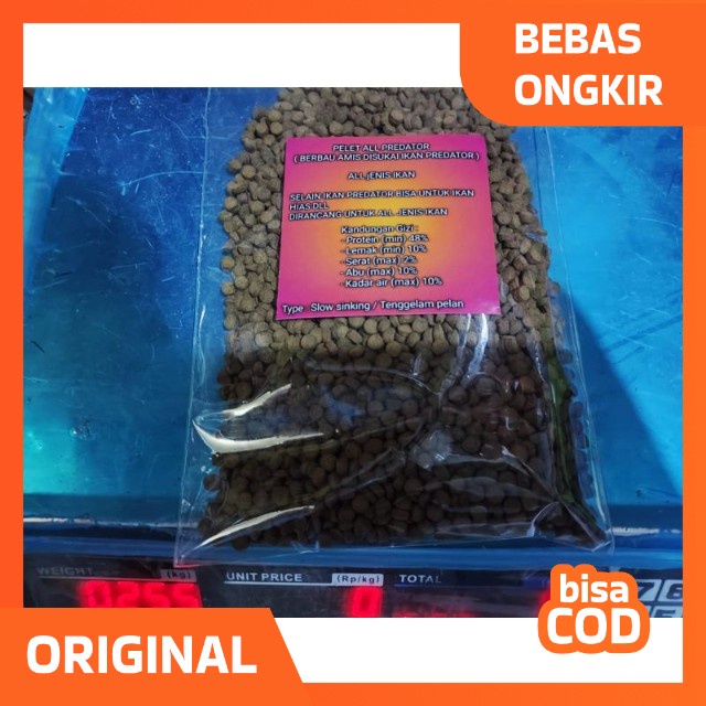 Pelet pakan ikan all predator Louhan arwana pbass oscar channa
