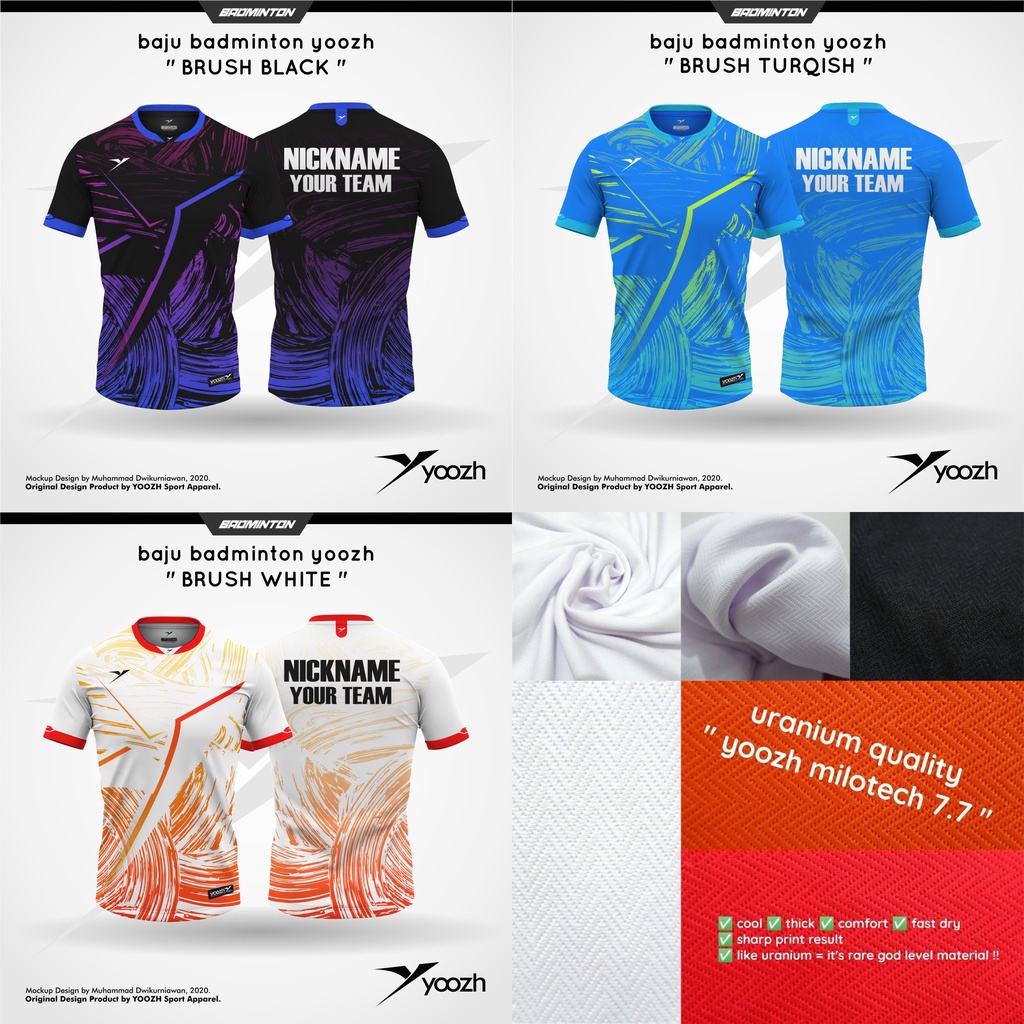 Jersey Baju Badminton Yoozh BRUSH