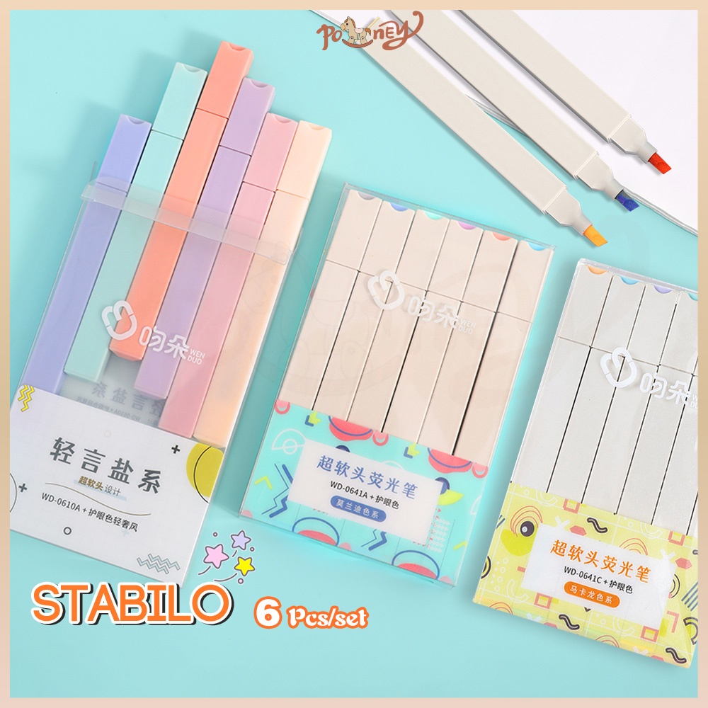 

Poney Stabilo Stabillo warna Stabilo isi 6 warna Highlighter pastel