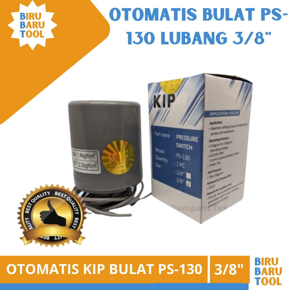 OTOMATIS / PRESSURE SWITCH 3/8" KIP PS-130 Lubang Besar / Otomatis Mesin Pompa Air Sanyo Shimizu Pan