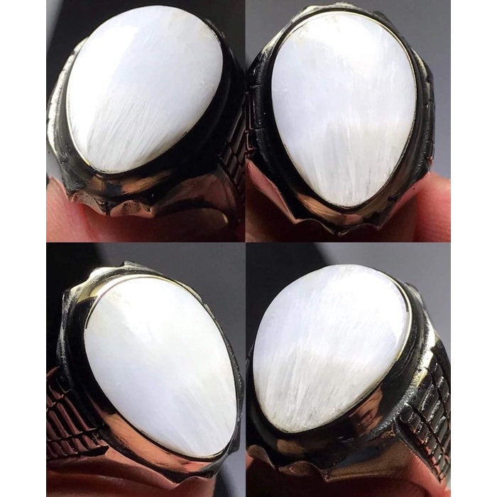 Cincin Batu Akik Natural Gambar Motif Bulu Hanoman Ceylon 3D TOP Antik