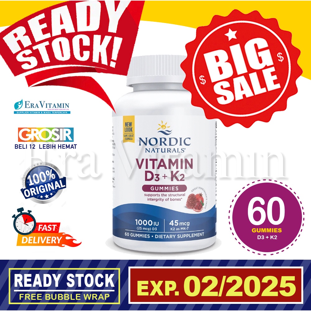 【COD】 Vitamin D3+K2 Gummies Nordic Naturals isi 60